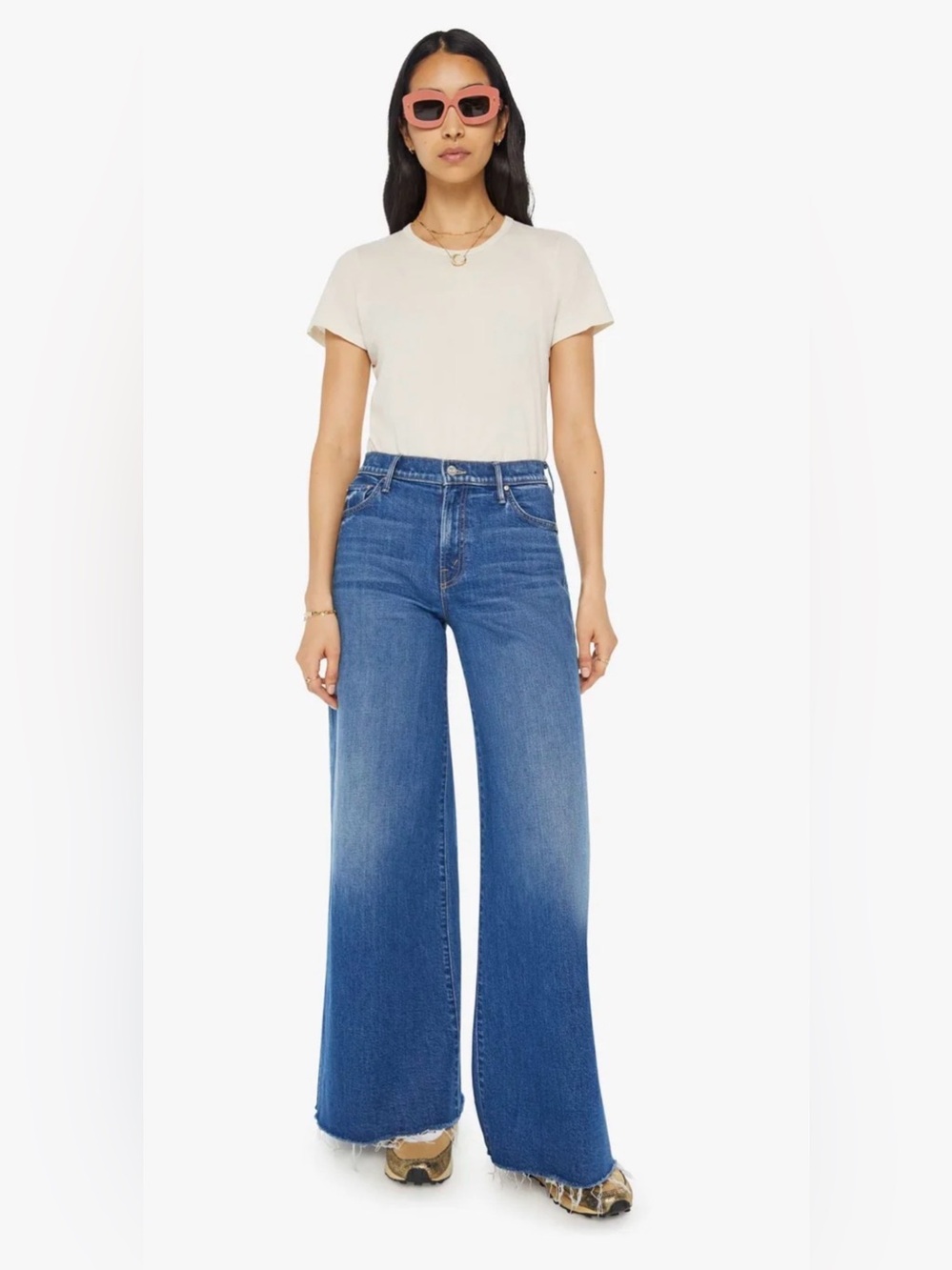 MOTHER The Swisher Sneak Fray in Punch Buggy Wide Leg Sz 29